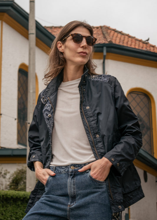FIELD JACKET REGULAR BERLIN NAVY BLUE PALM TROPICARIO
