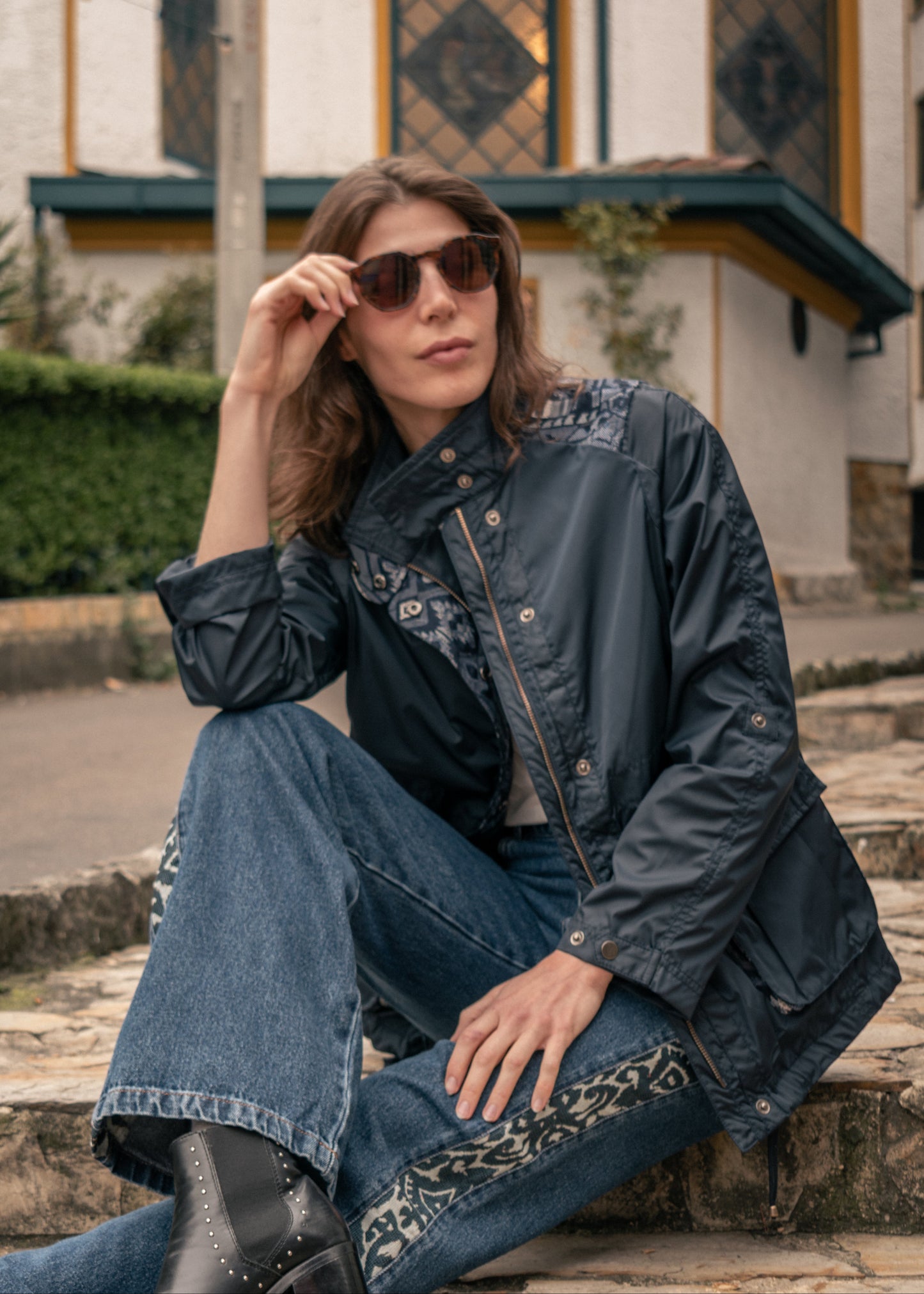 FIELD JACKET REGULAR BERLIN NAVY BLUE PALM TROPICARIO