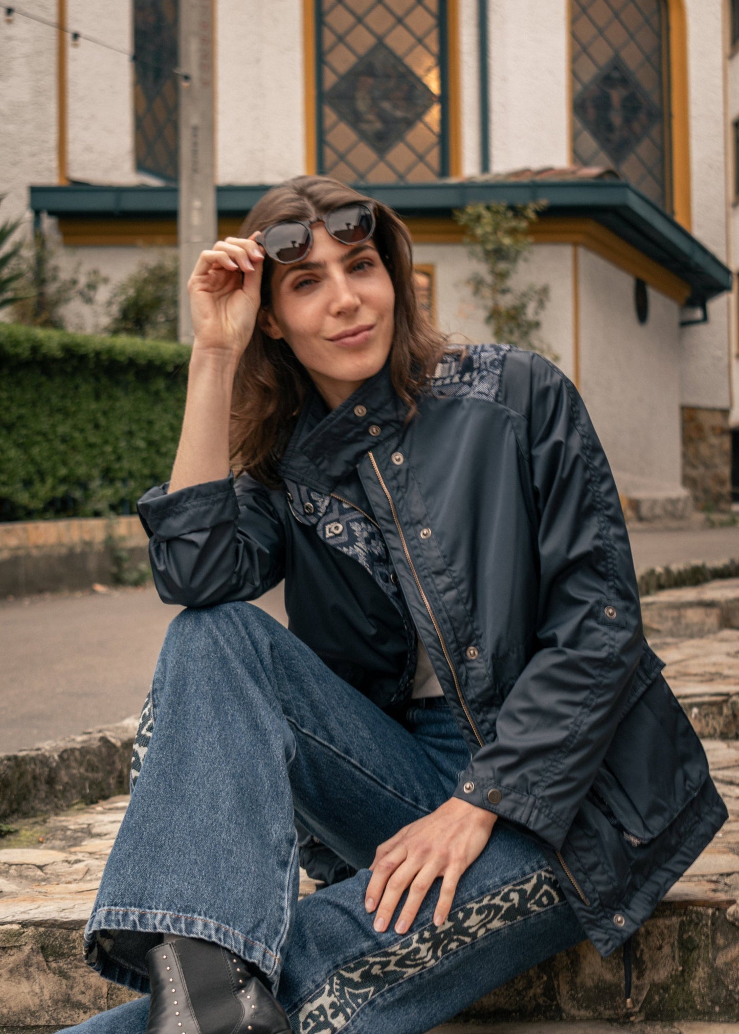 FIELD JACKET REGULAR BERLIN NAVY BLUE PALM TROPICARIO