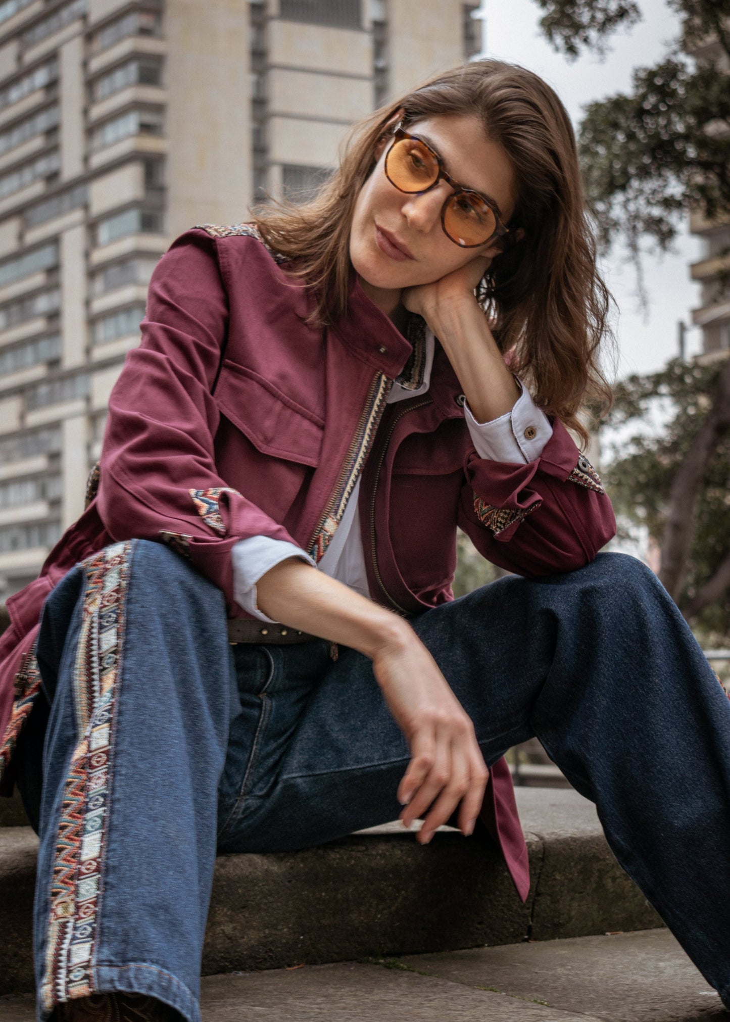 FIELD JACKET REGULAR BRUSELAS BURGUNDY MULTICOLORED
