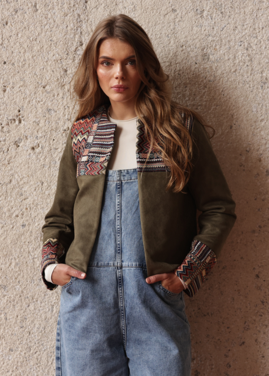 CLASSIC JACKET REGULAR MADRID OLIVE GREEN MULTICOLORED
