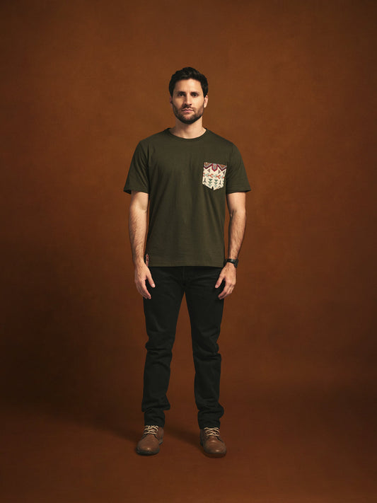 TSHIRT ROUND NECK REGULAR PORTLAND OLIVE GREEN CACTUS