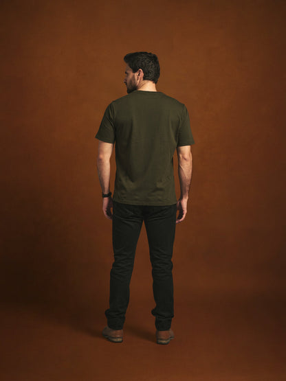 TSHIRT ROUND NECK REGULAR PORTLAND OLIVE GREEN CACTUS