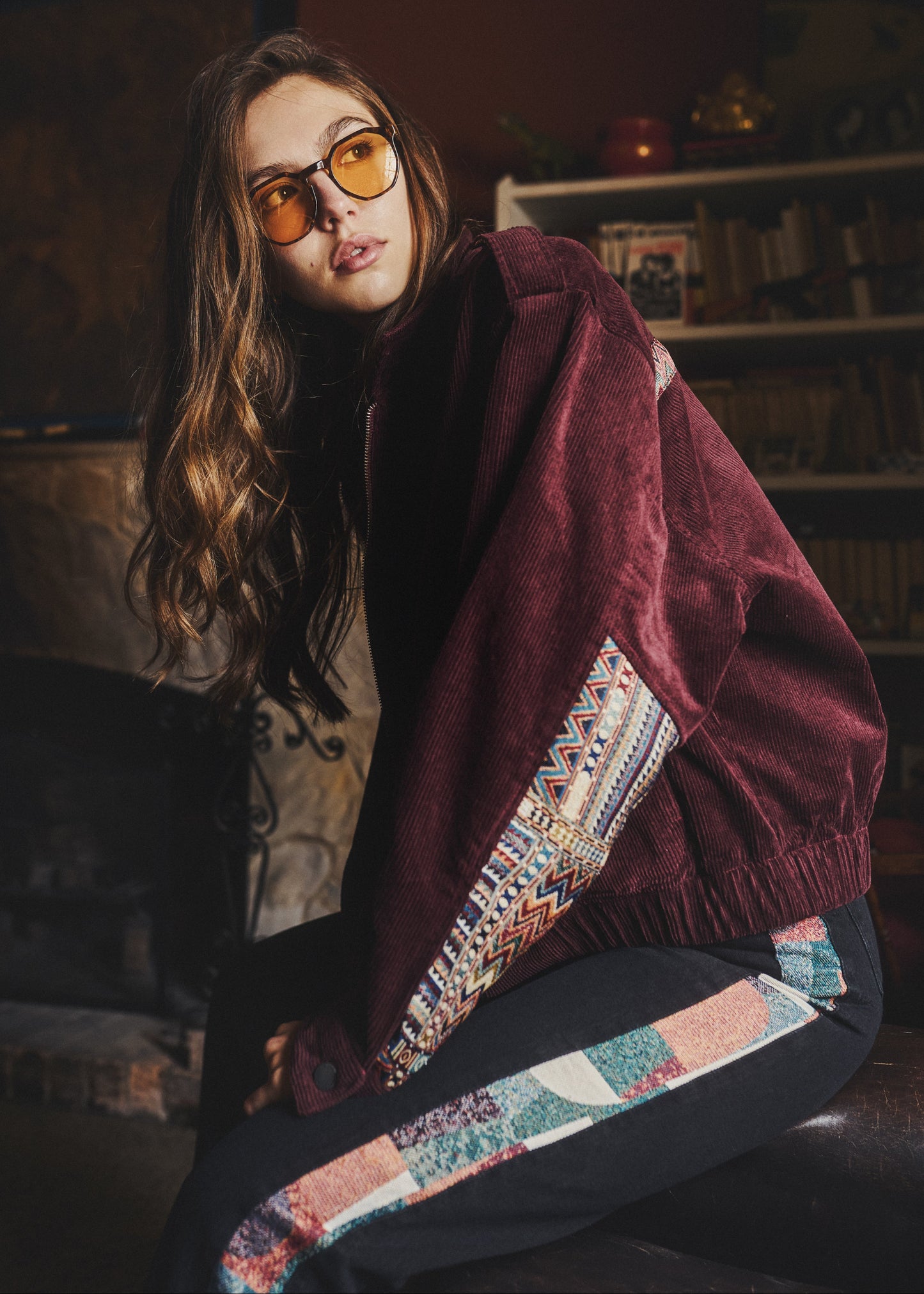 BOMBER JACKET REGULAR BONN BURGUNDY MULTICOLORED