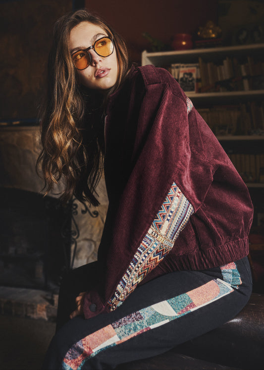 BOMBER JACKET REGULAR BONN BURGUNDY MULTICOLORED