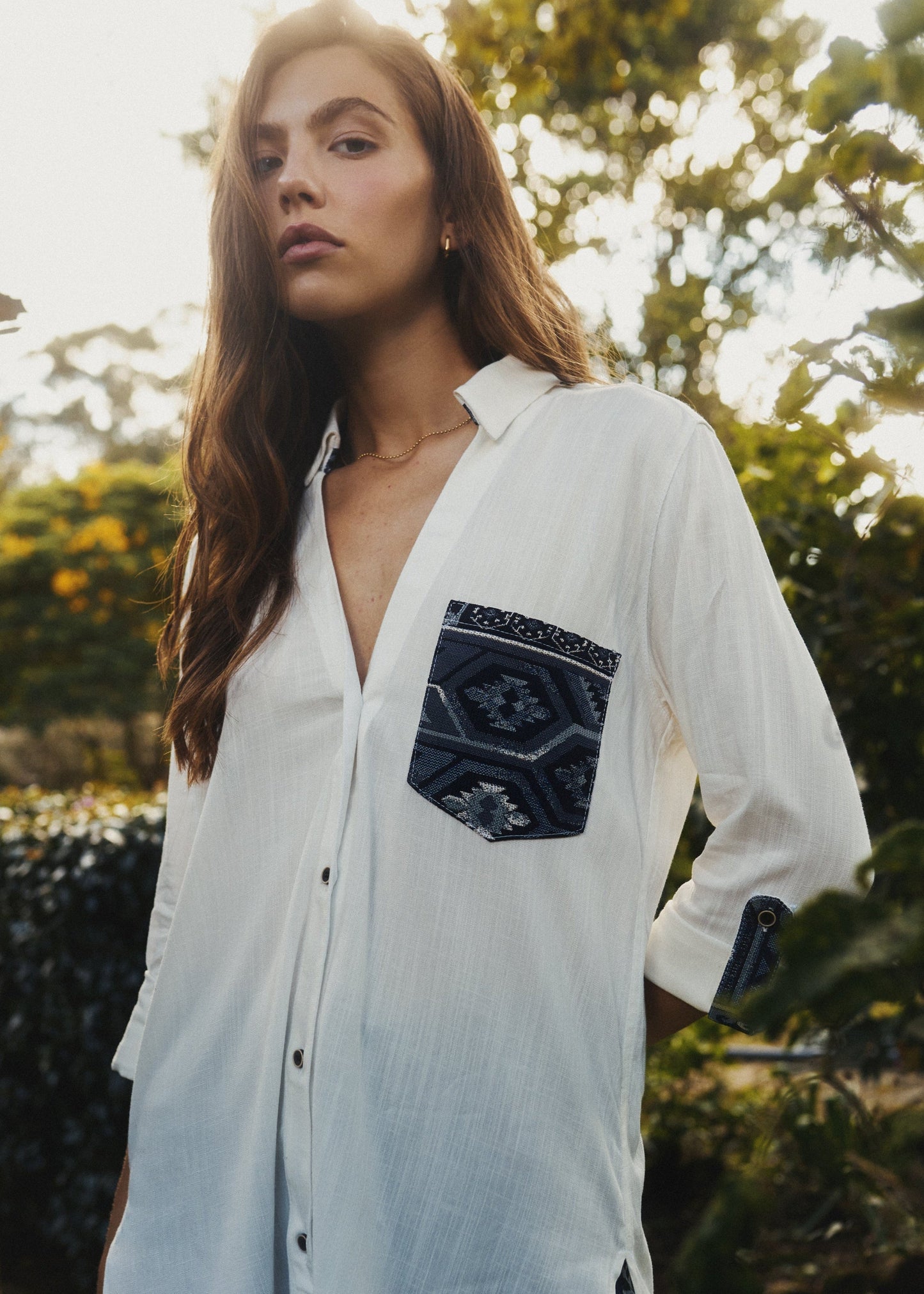 SHIRT OVERSHIRT OVERSIZED BALI WHITE PALM TROPICARIO