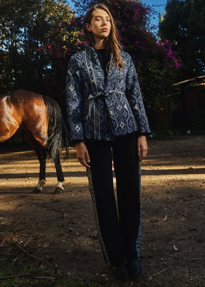KIMONO JACKET REGULAR OSAKA BLUE PALM TROPICARIO