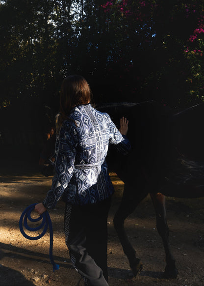 KIMONO JACKET REGULAR OSAKA BLUE PALM TROPICARIO