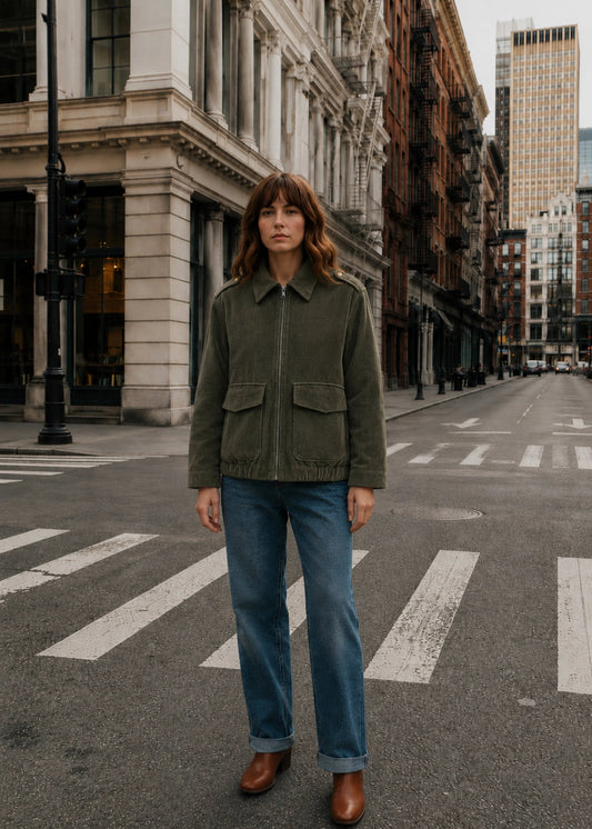 BOMBER JACKET REGULAR BONN GREEN MULTICOLORED