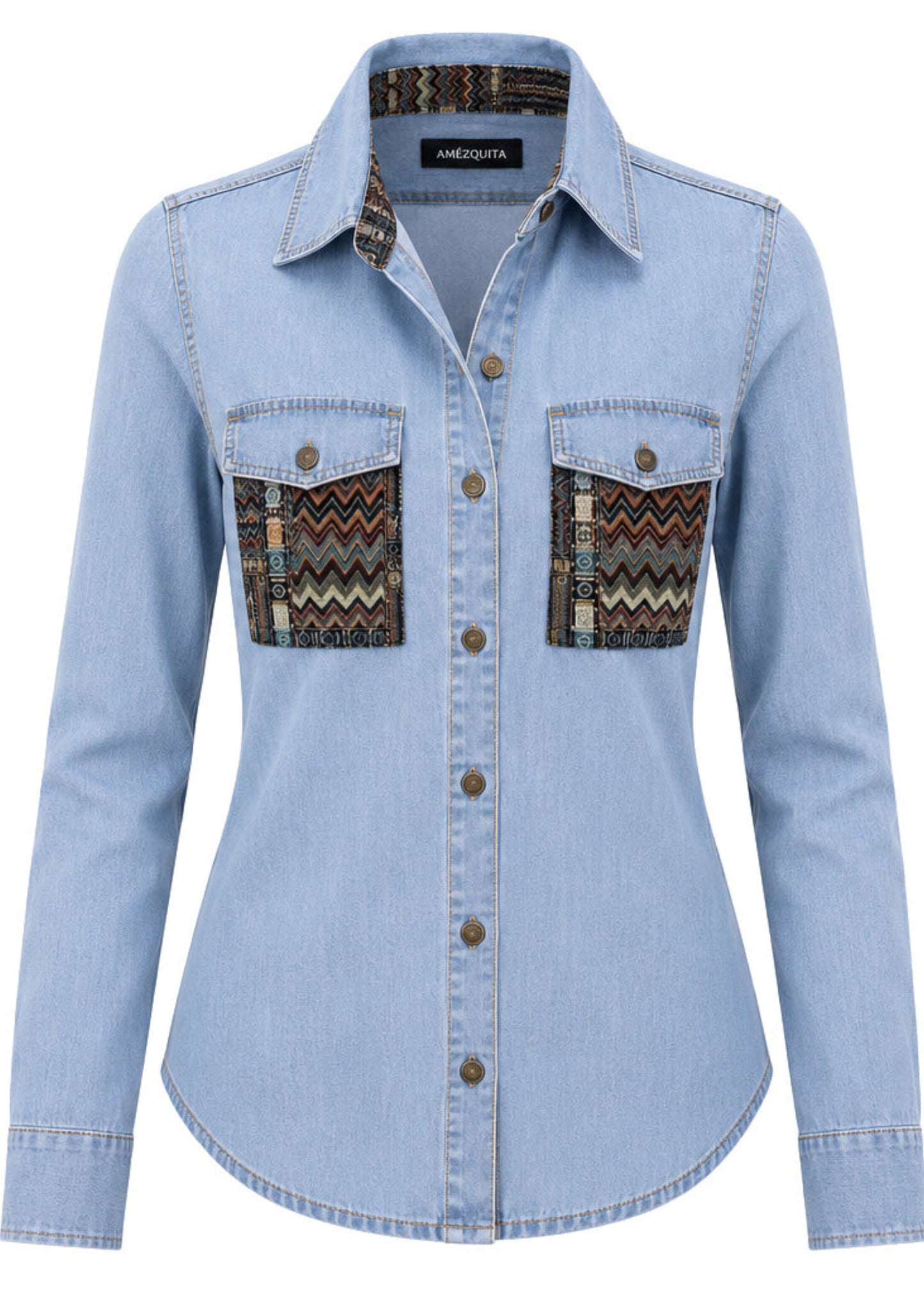 CLASSIC SHIRT REGULAR BOSNIA LIGHT BLUE MULTICOLORED