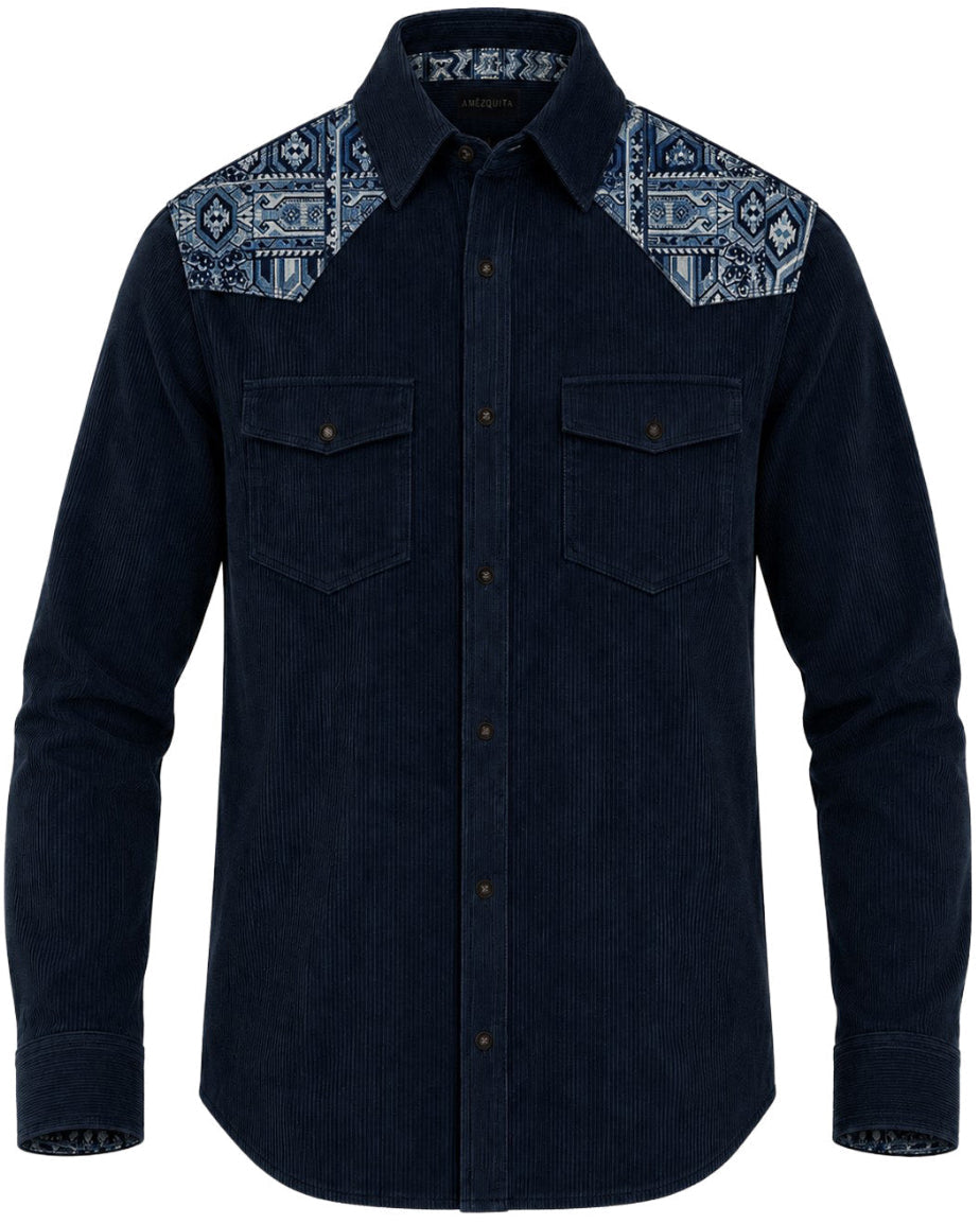 CLASSIC SHIRT REGULAR NEW YORK NAVY BLUE PALM TROPICARIO