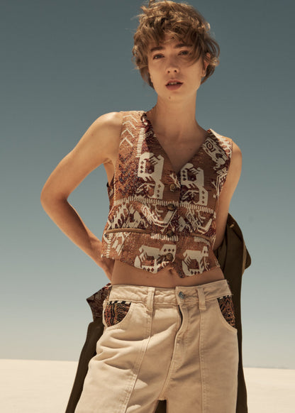 CLASSIC VEST REGULAR LUXOR TERRACOTA TRACE