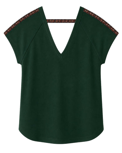 TSHIRT V NECK OVERSIZED GRECIA MEDIUM GREEN ARABESQUE