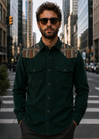 CLASSIC SHIRT REGULAR NEW YORK MEDIUM GREEN MULTICOLORED