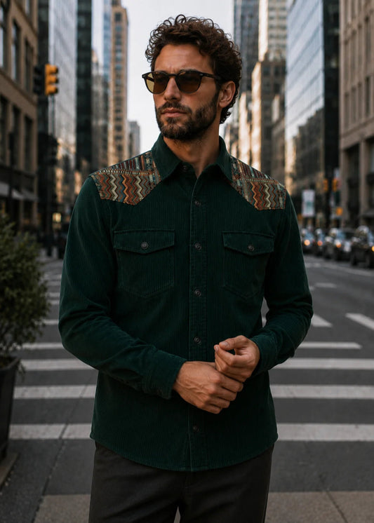 CLASSIC SHIRT REGULAR NEW YORK MEDIUM GREEN MULTICOLORED