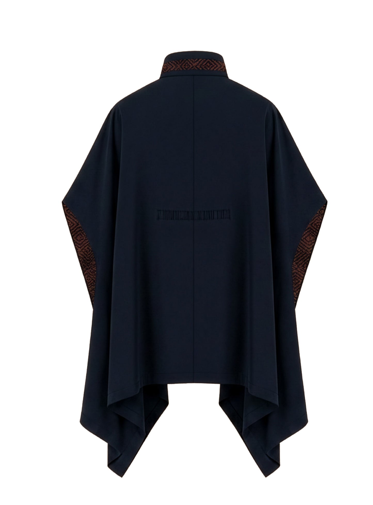 CAPE COAT REGULAR PRAGA NAVY BLUE ROMBUS TERRACOTA