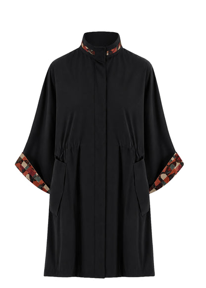 CAPE COAT REGULAR PRAGA BLACK COLORS