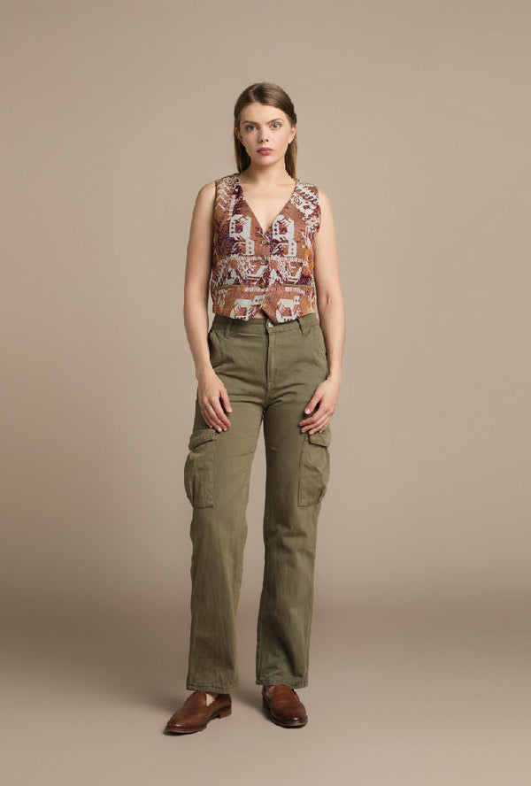 Tailored waistcoat terracotta tracks Chisqo