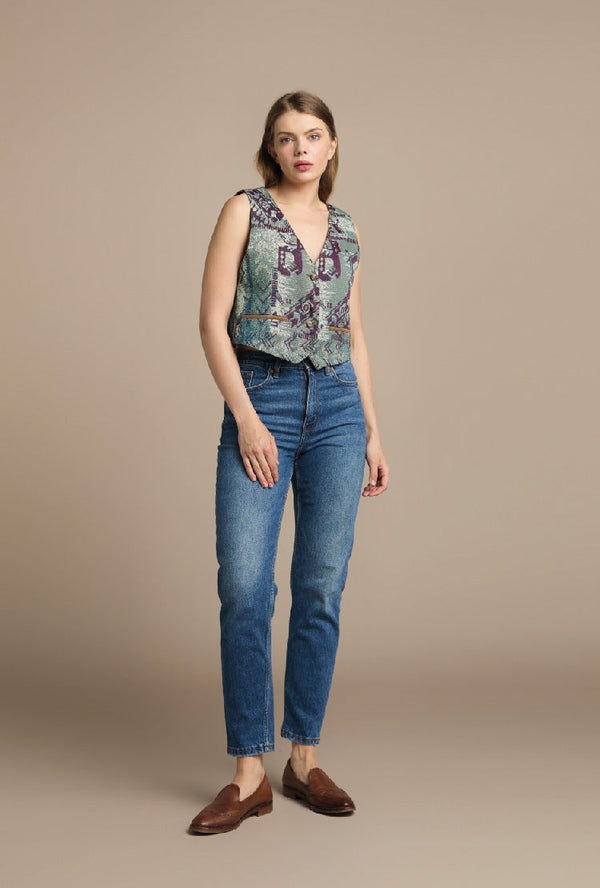 Tailored waistcoat turquoise tracks Chisqo